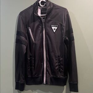 M, Society Black & Gray Jackets w/ pockets, full zip, Grunge, Bikercore, 3rd eye
